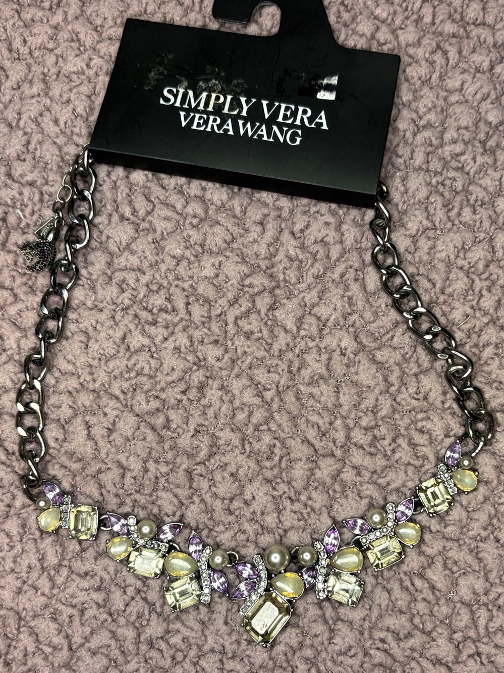 Simply Vera Vera Wang Yellow and Purple Crystal Bib Necklace